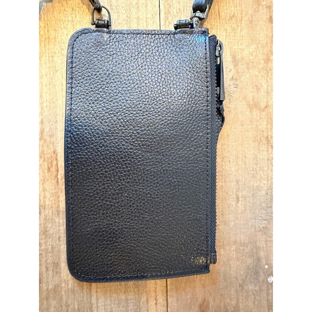 Bandolier Black Pebbled Leather Pouch Studded Crossbody Strap Gunmetal Hardware - Picture 5 of 11